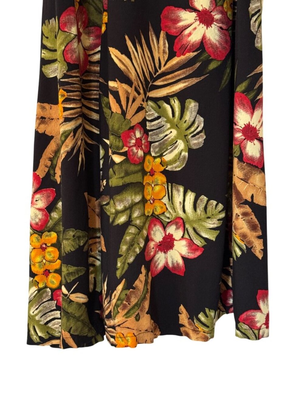 Hibiscus Collection Hawaii Floral Maxi Sundress L Black Tropical Straps Summer - Picture 4 of 14
